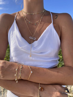 colar Ayla cristal no banho de ouro 5