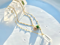 Colar Ibiza esmeralda, rosa do deserto e cristal ouro - comprar online