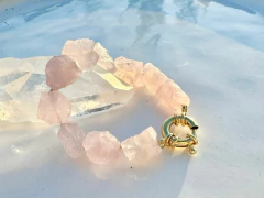 Pulseira Creta quartzo rosa ouro