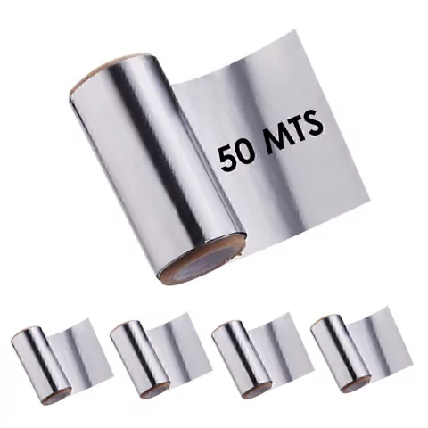 5 Rollos Papel Aluminio 10 Cm x 50 Mts P/ Mechas Claritos