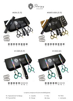 Kit Tijera Corte Pulir 6 + Navaja + Estuche #1102 - Sharpy - BM Distribuidora