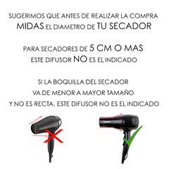 Difusor Universal Secador Pelo 15cm Diametro 11 cm Alto - comprar online