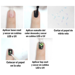 Decoracion vidrio roto tipo celofan para uñas ROSA - Distribuidora Melange