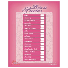 CARTEL EXHIBIDOR DE PRECIOS PARA SALONES DE BELLEZA