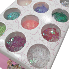 Deco uñas formas de colores en pote caja x 12 unid en internet