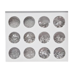 Deco uñas mix plateado en pote caja x 12 unid