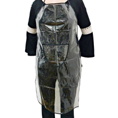 Delantal peluqueria transparente impermeable con pechera y tiras 523 - Distribuidora Melange