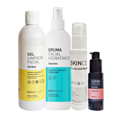 Kit Facial Esencial Biobellus 4 Productos Pieles mixtas - Gel Pantenol, Manzanilla y Centella Asiatica - Distribuidora Melange