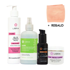 KIT FACIAL 4 PRODUCTOS LIBRA TODO TIPO DE PIELES + REGALO