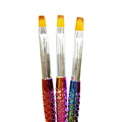 Pincel recto para gel mango cola de sirena - 3 medidas - x 1 unid - comprar online