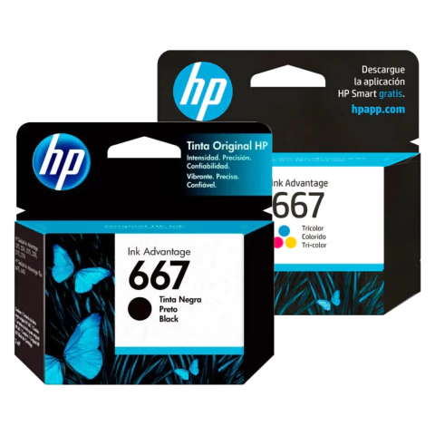 Combo Cartuchos originales HP 667 NEGRO Y COLOR HP INK ADVANTAGE 1275 2374 2375 2376 2775 2776 PLUS 6475 8476 3YM78AL 3YM79AL