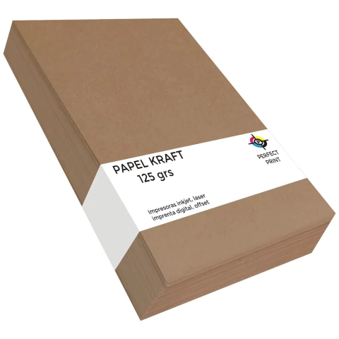Papel Kraft 125 grs A4 Paq x 100 hojas Misionero Madera