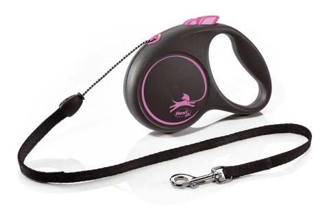 Correa Extensible Flexi Black/rosa Design S Cordón 5 M