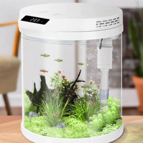 Acuario redondo 11 lts con sistema de filtrado/iluminación led
