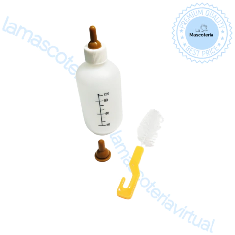 mamadera de 60ml con 2 tetinas de latex y cepillo