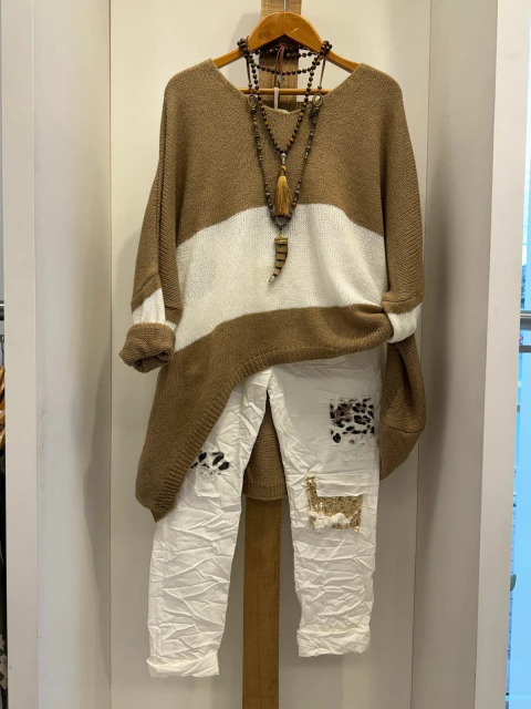 Conjunto de suéter rayado y babucha - comprar online