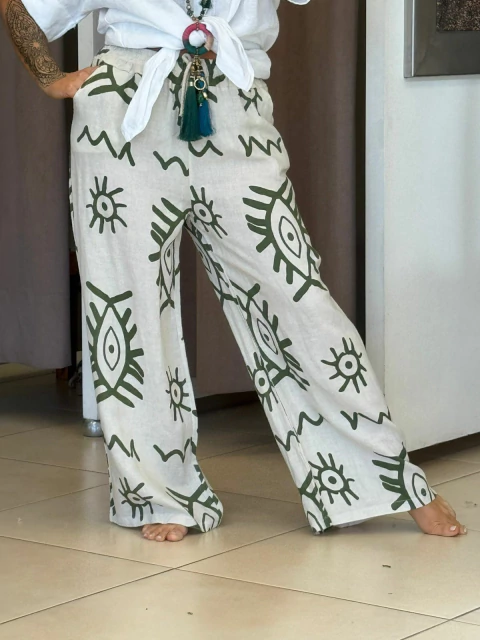 Palazo de lino estampado - comprar online