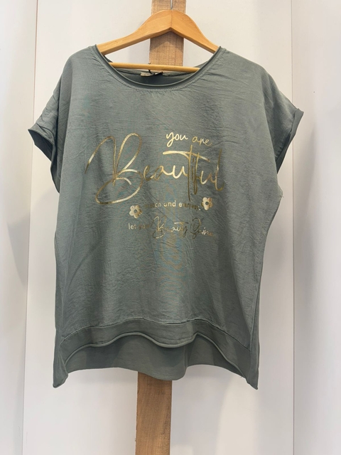 Remera de lino , algodon y viscosa - comprar online