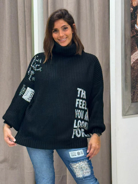 Polera de lana con detalles en la manga - comprar online