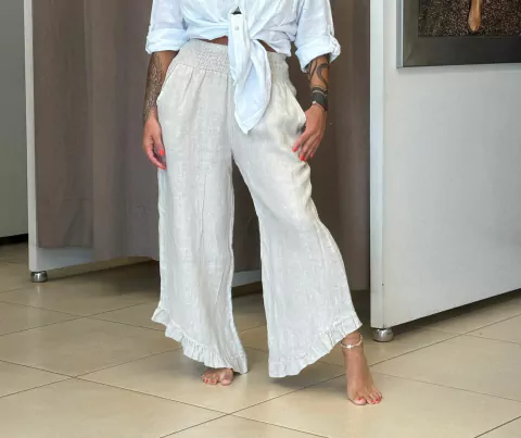 Palazo de lino con volado - comprar online