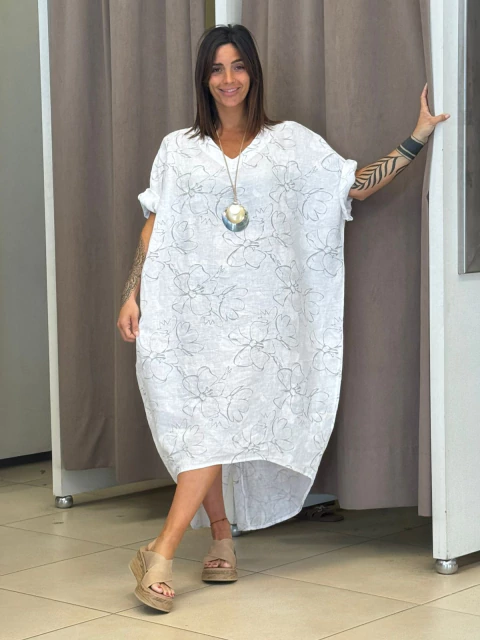 Vestido de lino estampado - comprar online