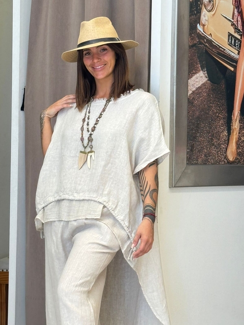 Blusa de lino Italiano con detalle - comprar online