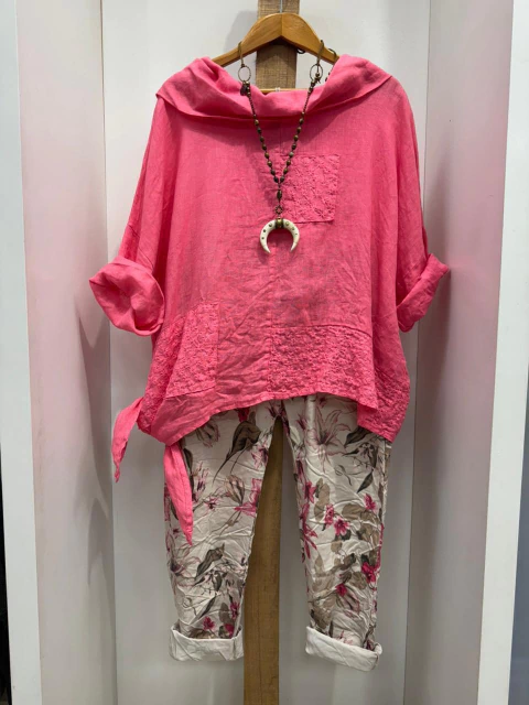 Conjunto de blusa de lino y babucha - comprar online