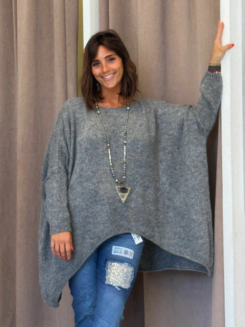 Sueter de lana liso amplio - comprar online