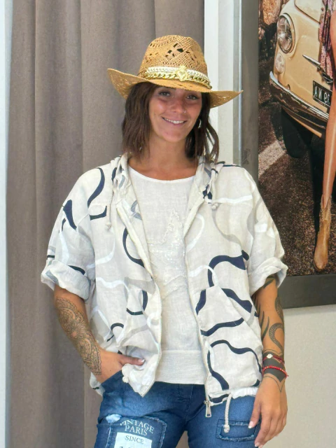 Campera de lino con cierre - comprar online