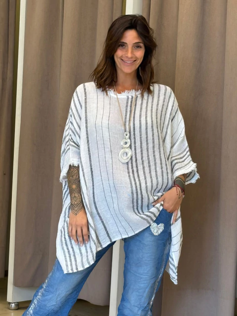 Poncho de lino tramado Italiano - comprar online