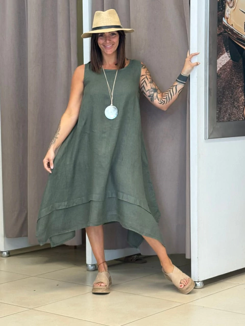 Vestido Italiano de lino con picos - comprar online