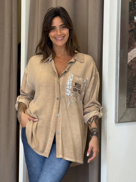 Camisa Italiana con bolsillo con brillo - comprar online