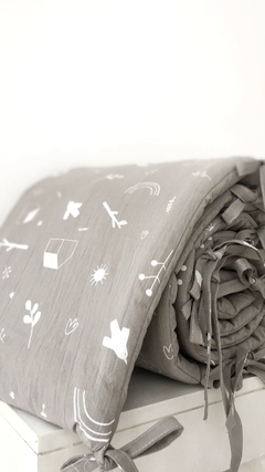 CHICHONERA NATURALEZA SOBRE GRIS ELEFANTE - Demars textiles & stuff