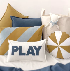 ALMOHADÓN TEO AVELLANA / CELESTE (outlet) - comprar online