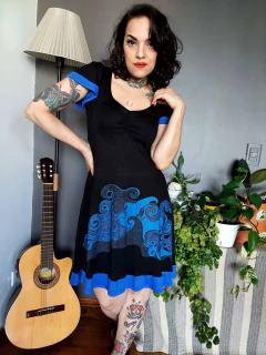 Vestido Arabesco Negro y azul - Lo más lindo