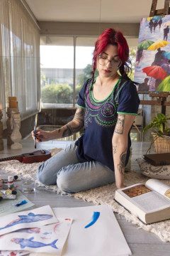 Remera MANDALAS Azul noche - comprar online