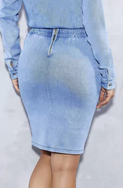 Saia Lápis Malha Jeans - comprar online