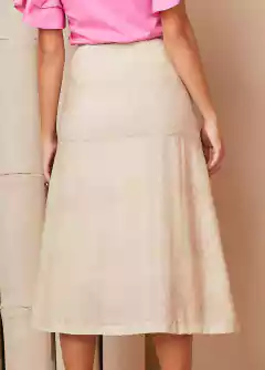 Saia Mídi Evasê Crepe Estampa Exclusiva Titanium Jeans na internet