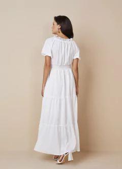 Imagem do Vestido Evasê Longo Crepe com Bordado Floral