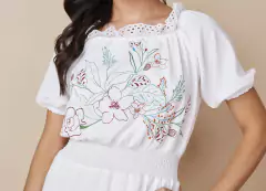 Vestido Evasê Longo Crepe com Bordado Floral na internet
