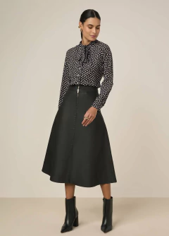 Camisa Crepe Estampado com Laço - Majurye Modas