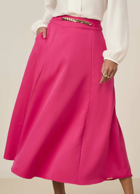 Saia de Alfaiataria Godê com Detalhes de Corrente