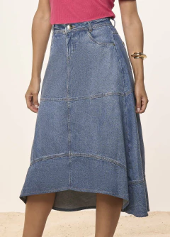 Saia Godê Jeans com Recortes