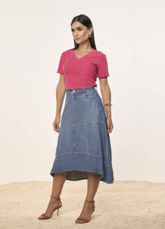 Saia Godê Jeans com Recortes na internet