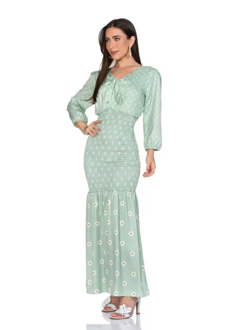 Vestido Longo com Lastex