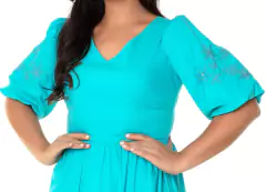 Vestido Tricoline com Bordado Industrial - comprar online