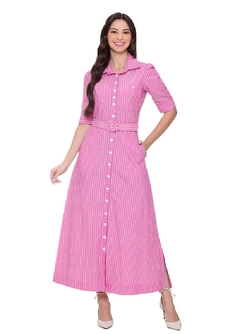 Vestido Renata Tecido Plano Listrado Hapuk