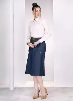 Camisa Linho com Guippir - Majurye Modas