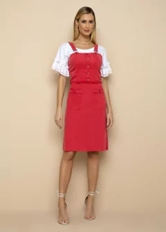 Salopete Reta Sarja Vermelha Com Barra Desfiada