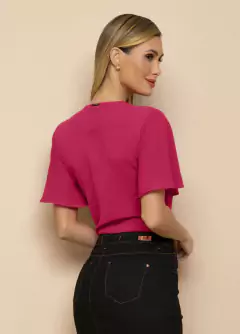Blusa Crepe Vermelho Com Mangas Evasê - Majurye Modas